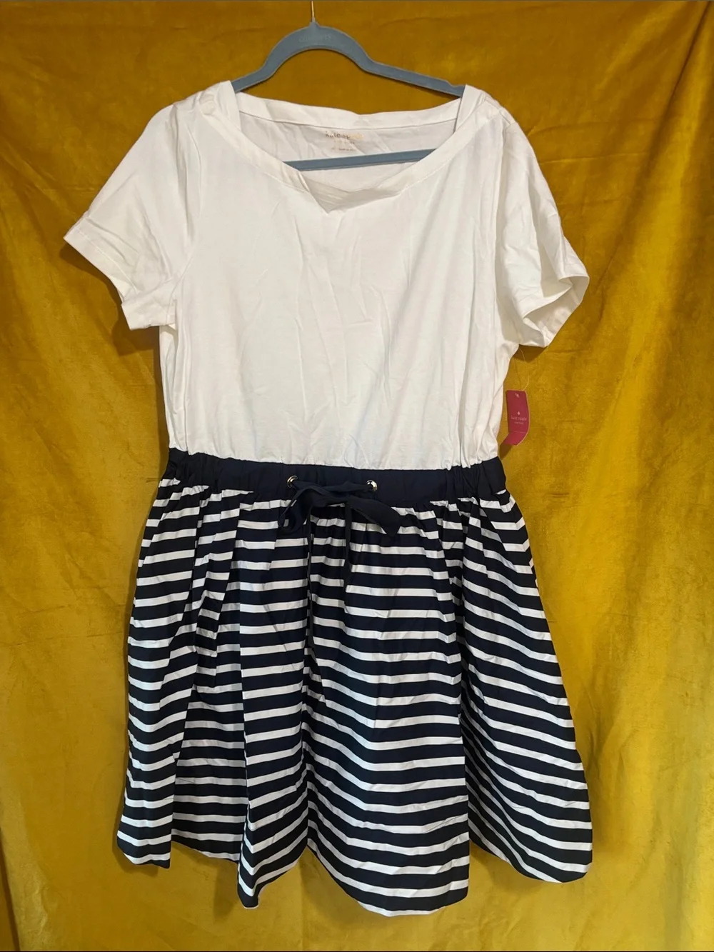 Kate Spade Sailing Stripe Knit Mixed Media Dress NWT XL